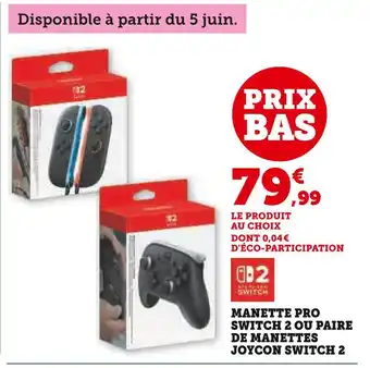 Hyper U Manette Pro Switch 2 ou paire de manettes Joycon Switch 2 offre