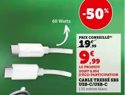 Hyper U SBS Cable tressé usb-c/usb-c offre