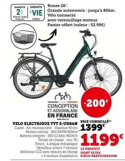 Hyper U Velo electrique VELO ELECTRIQUE TVT E-URBAN offre