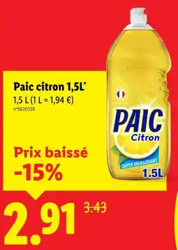 Lidl Paic Paic citron 1,5L offre