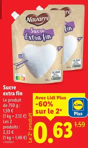 Lidl Navarre Sucre extra fin offre