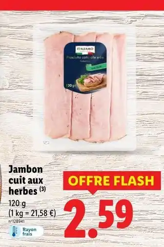 Lidl ITALIAMO Jambon cuit aux herbes offre