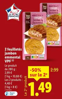 Lidl TOQUE DU CHEF 2 feuilletés jambon emmental VPF offre