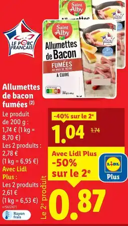 Lidl Saint Alby Allumettes de bacon fumées offre