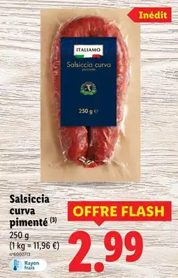 Lidl Italiamo Salsiccia curva pimenté offre