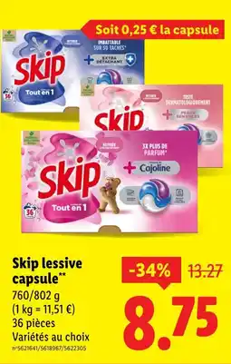 Lidl Skip Skip lessive capsule offre