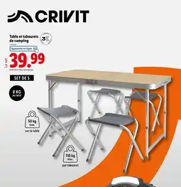 Lidl CRIVIT Table et tabourets de camping offre