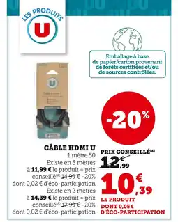Super U U Câble hdmi offre