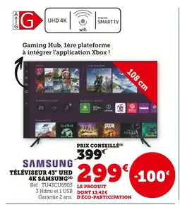 Super U SAMSUNG Téléviseur 43 UHD 4K offre