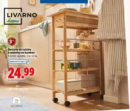 Lidl LIVARNO HOME Desserte de cuisine à roulettes en bambou offre