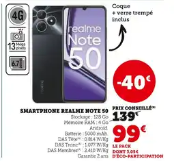Super U Realme Smartphone Note 50 offre