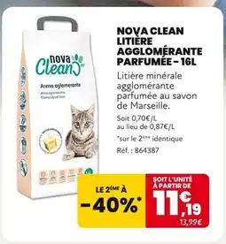Animalis NOVA CLEAN Litière agglomérante parfumée – 16L offre