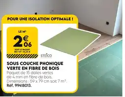Tout faire matériaux STEICO Sous couche phonique verte en fibre de bois offre