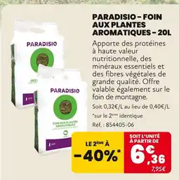 Animalis PARADISIO FOIN AUX PLANTES AROMATIQUES – 20L offre