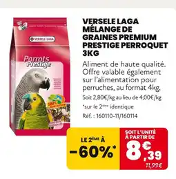 Animalis Versele Laga Mélange de graines Premium Prestige Perroquet 3kg offre