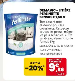 Animalis DEMAVIC LITIÈRE PERLINETTE SENSIBLE 1,5KG offre