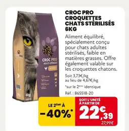 Animalis CROC PRO Croquettes chats stérilisés 6kg offre