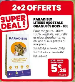 Animalis Paradisio Litière végétale granulés bois offre