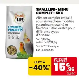 Animalis Small Life Menu complet - 5kg offre