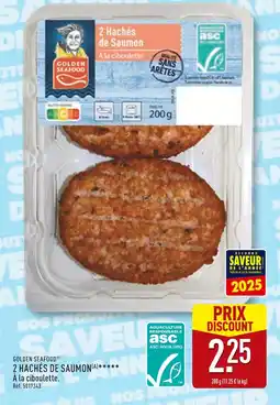 ALDI GOLDEN SEAFOOD 2 HACHÉS DE SAUMON offre