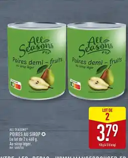 ALDI All Seasons Poires demi-fruits offre