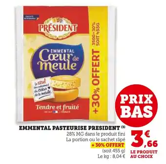 U Express Président Emmental Pasteurisé offre