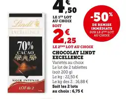 U Express Lindt Chocolat Lindt Excellence offre