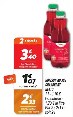 Netto Boisson au jus cranberry netto offre