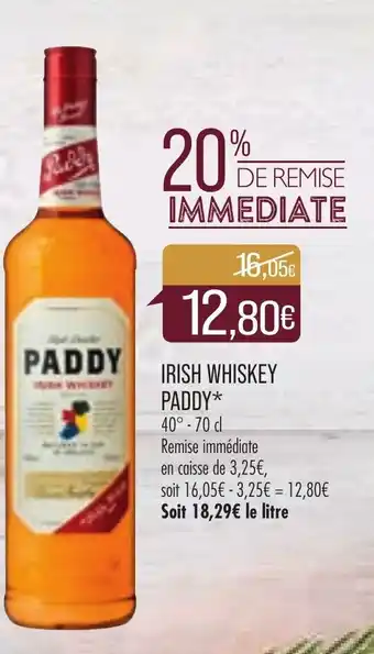 Match Irish Whiskey Paddy offre