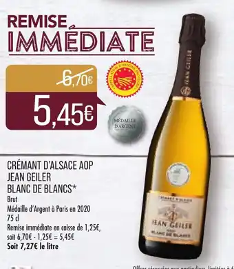 Match Crémant d'Alsace AOP Jean Geiler Blanc de Blancs offre
