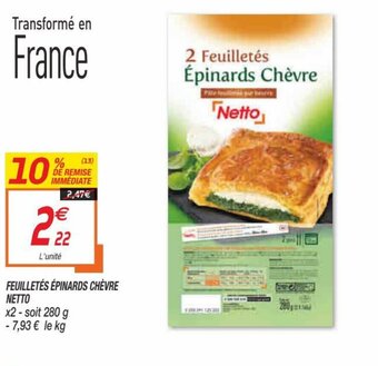 Netto Feuilletés épinards chèvre Netto offre