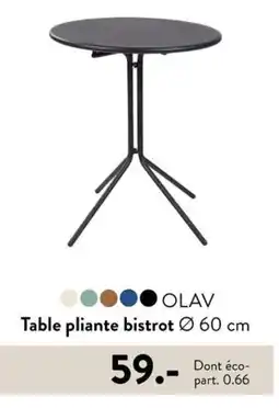 Casa OLAV Table pliante bistrot Ø 60 cm offre