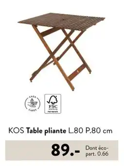 Casa KOS Table pliante L.80 P.80 cm offre