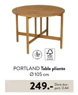 Casa PORTLAND Table pliante 105 cm offre