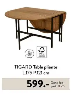 Casa TIGARD Table pliante L. 175 P. 121cm offre
