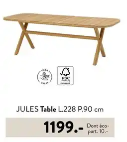 Casa JULES Table L.228 P.90 cm offre