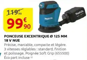 Rural Master MAKITA Ponceuse excentrique ø 125 mm 18 v nue offre