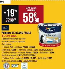 Tridôme DULUX Peinture le blanc facile offre