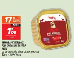 Netto NETTO Terrine avec morceaux pour chien riche en boeuf offre