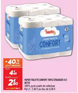 Netto NETTO Papier toilette confort triple épaisseur x12 offre