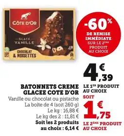 U Express COTE D'OR Bâtonnets crème glacée Côte d'Or offre