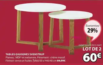 JYSK Tables Gigognes Svenstrup offre