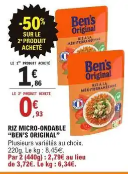 E.Leclerc RIZ MICRO-ONDABLE BEN’S ORIGINAL offre