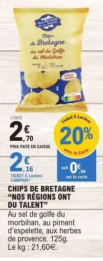 E.Leclerc CHIPS DE BRETAGNE “NOS RÉGIONS ONT DU TALENT” offre