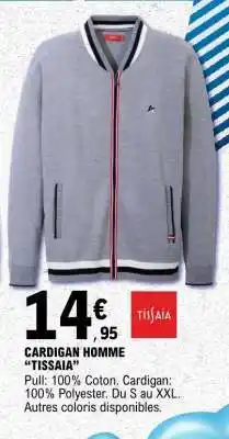E.Leclerc CARDIGAN HOMME TISSAIA offre