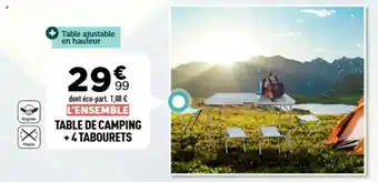 Centrakor Table de camping +4 tabourets offre