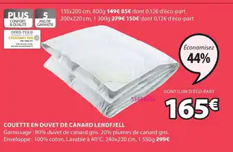 JYSK Couette En Duvet de Canard Lendfjell offre