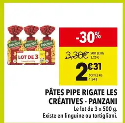Supeco Panzani Pâtes pipe rigate les Créatives offre