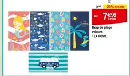Carrefour TEX HOME Drap de plage velours offre