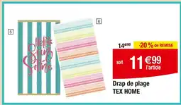 Carrefour TEX HOME Drap de plage velours offre